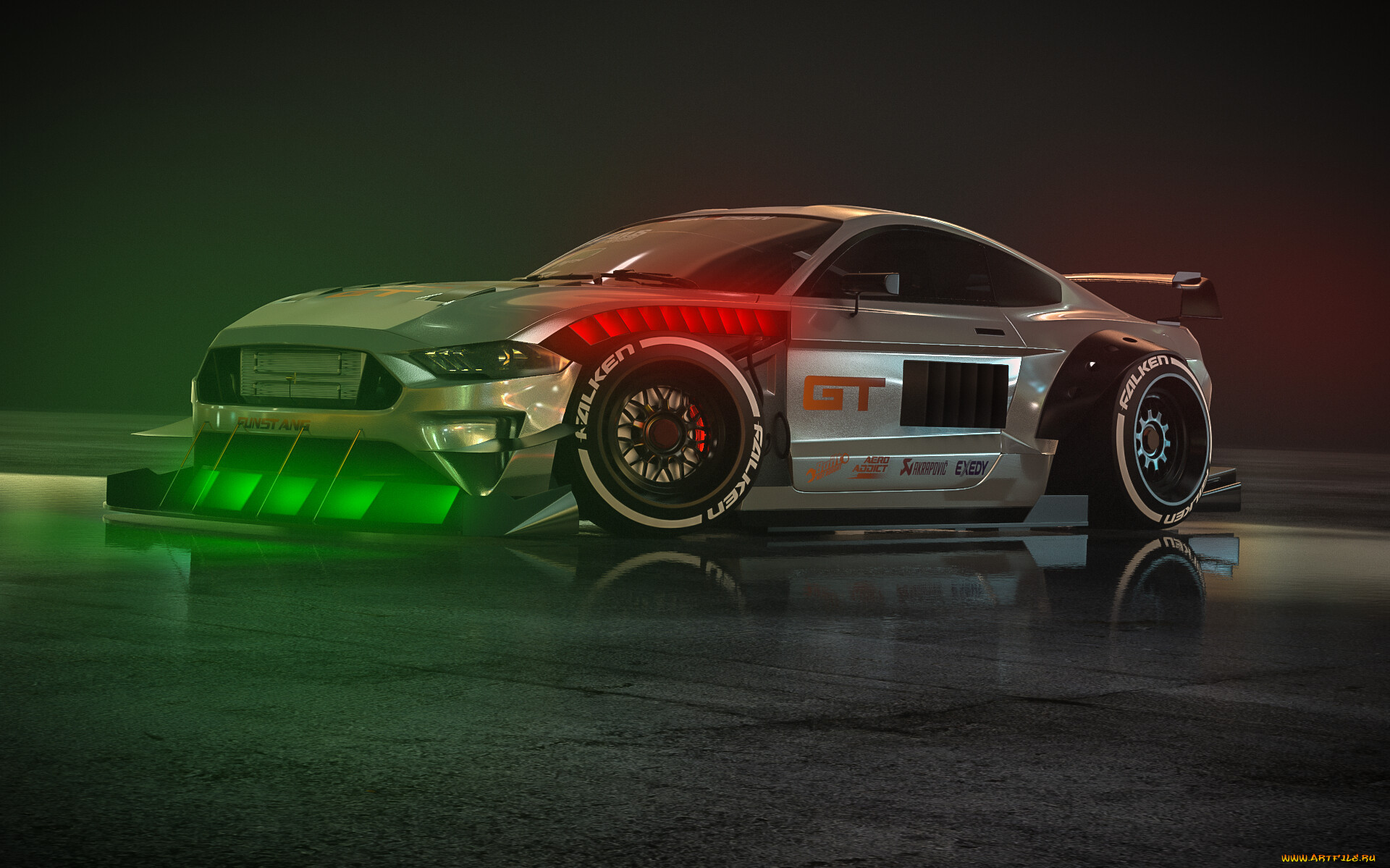 ford mustang gt 2018, , 3, ford, mustang, gt, 2018, widebody, tuning, car, , 